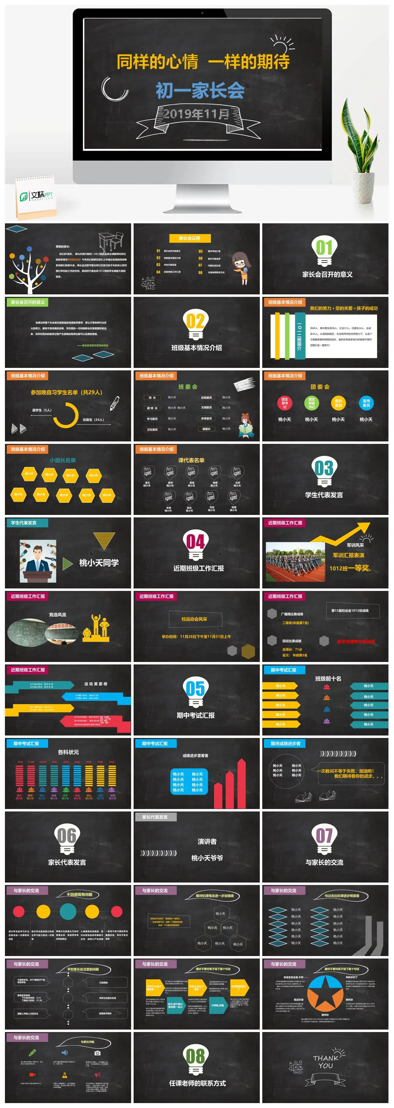 初一1012班期中家长会会议议程PPT