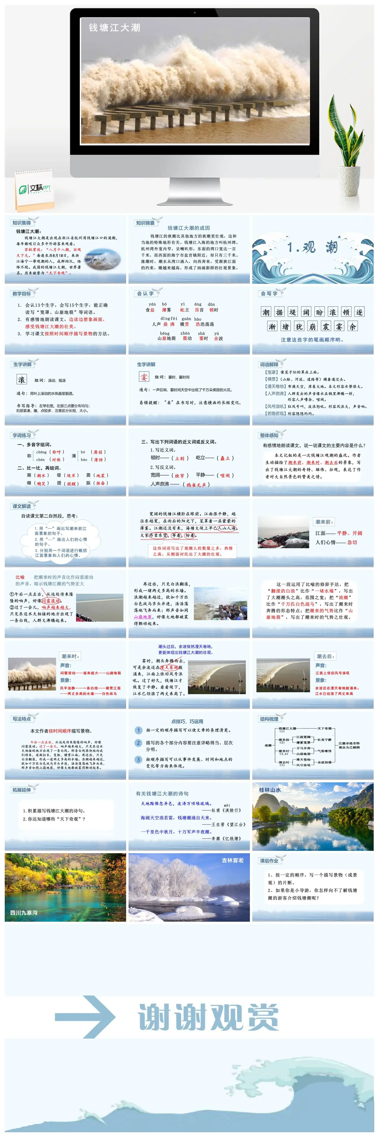 四年级上语文观潮钱塘江大潮PPT