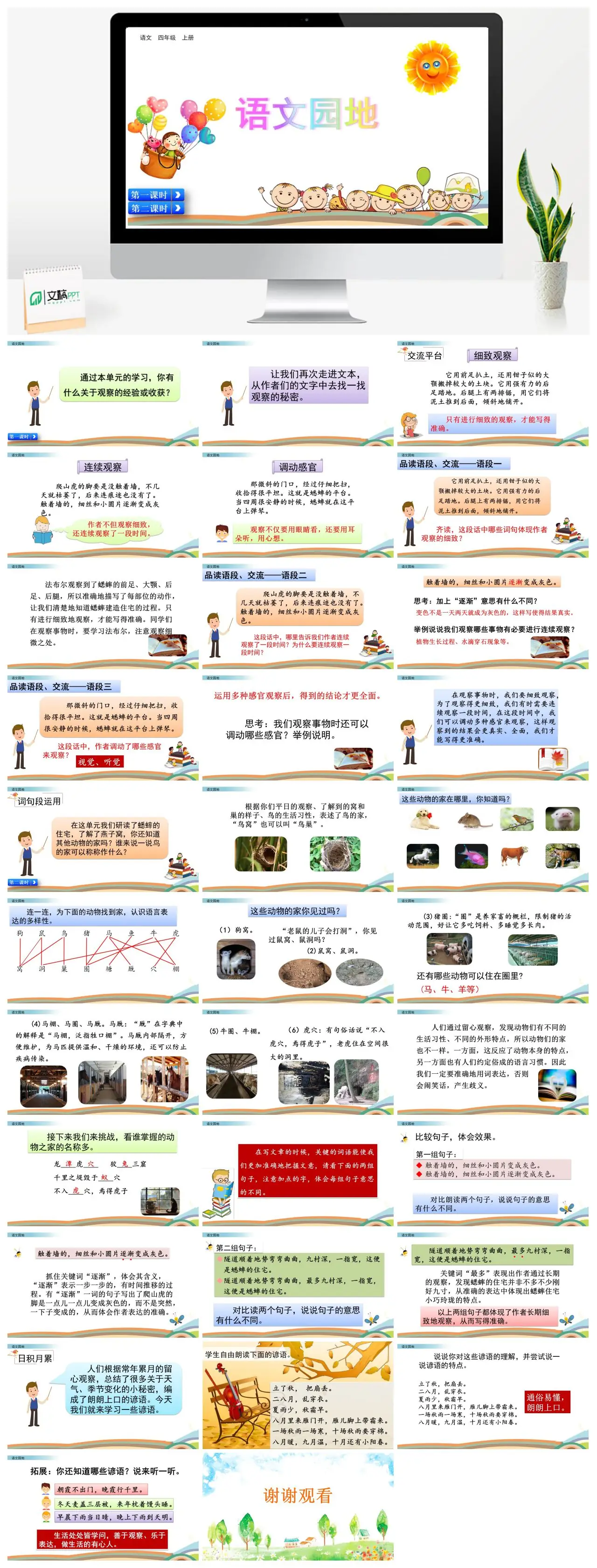 四年级语文园地观察经验与收获PPT