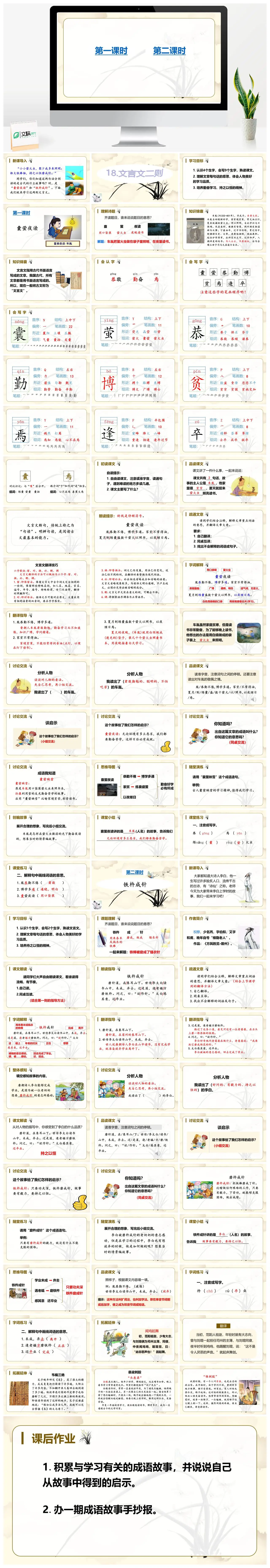 四年级下册文言文二则囊萤夜读铁杵成针教学PPT