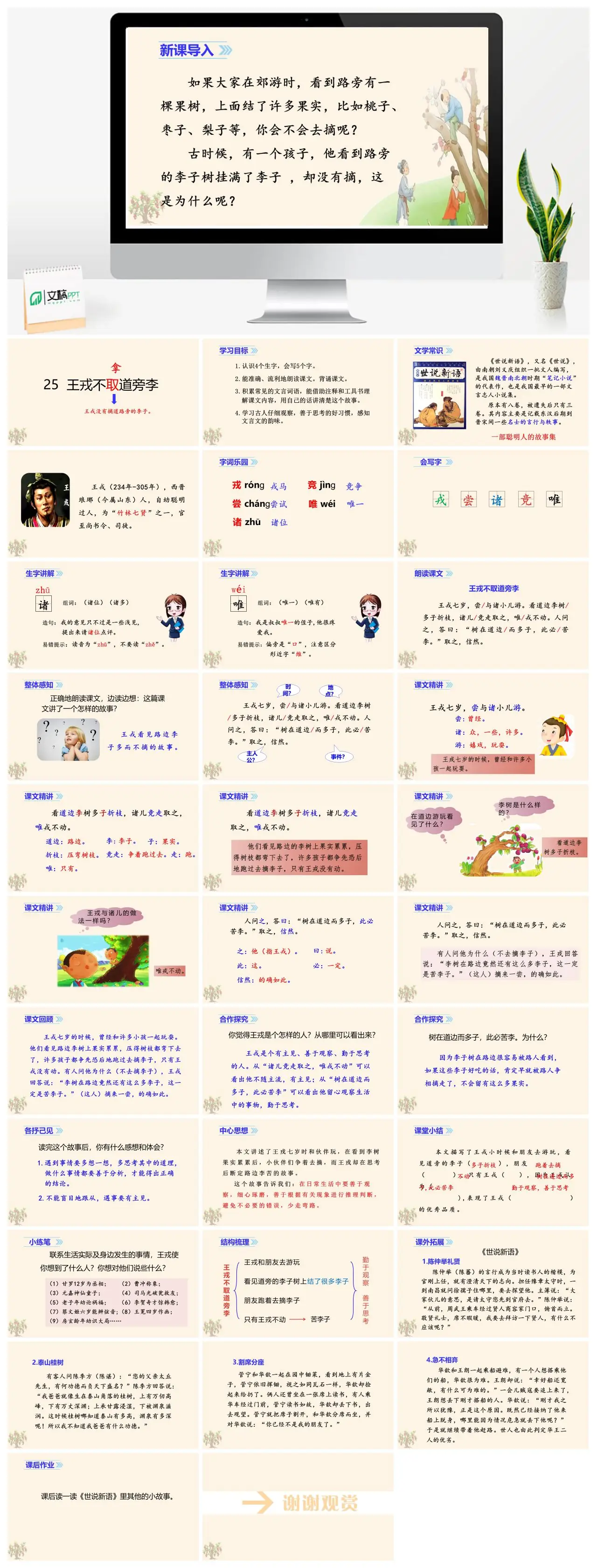 四年级上语文王戎不取道旁李教学PPT