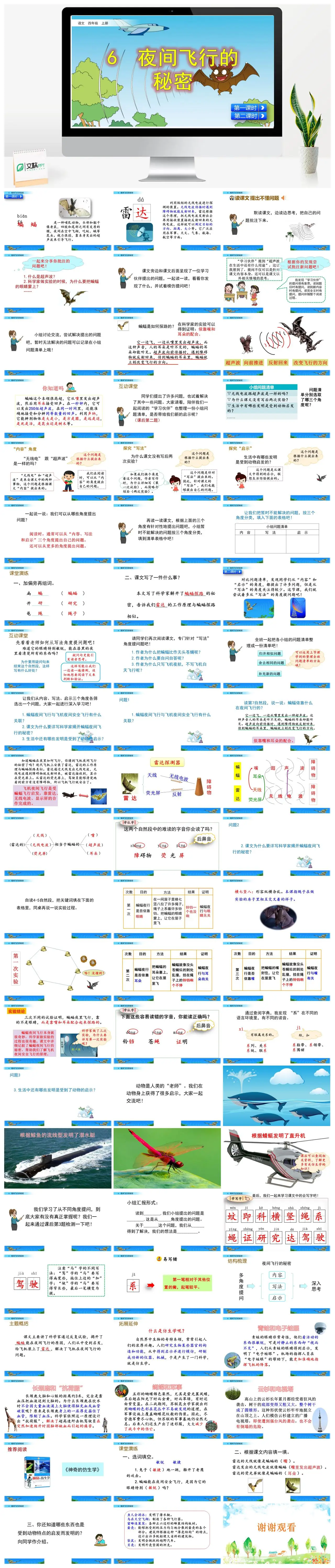 四年级语文夜间飞行的秘密蝙蝠与雷达PPT