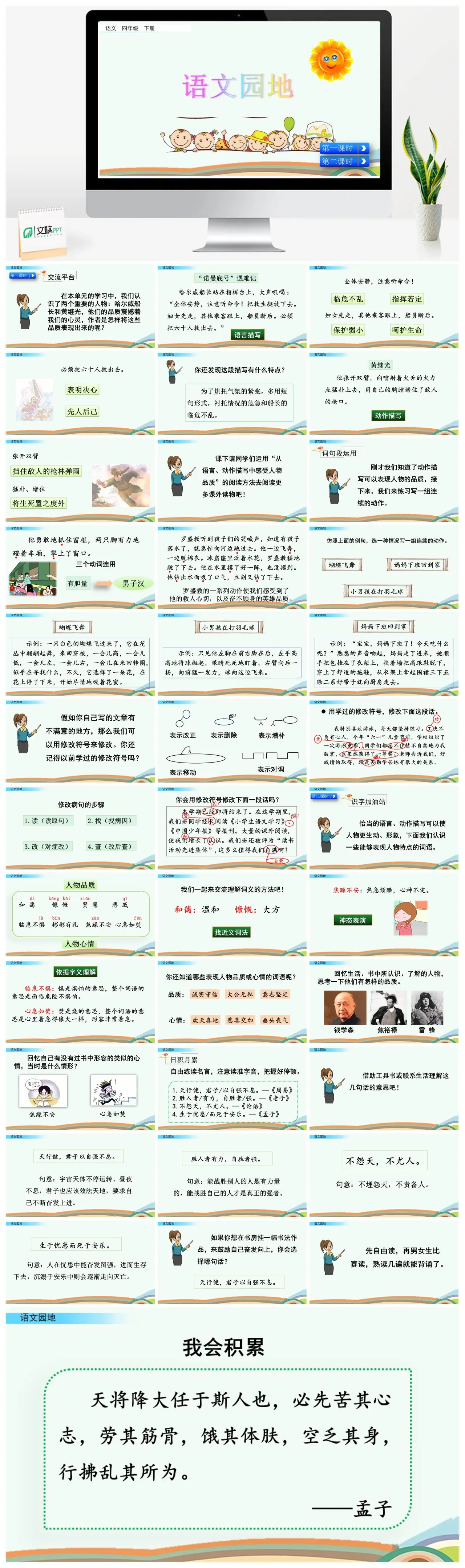 四年级下册语文园地七人物描写分析PPT