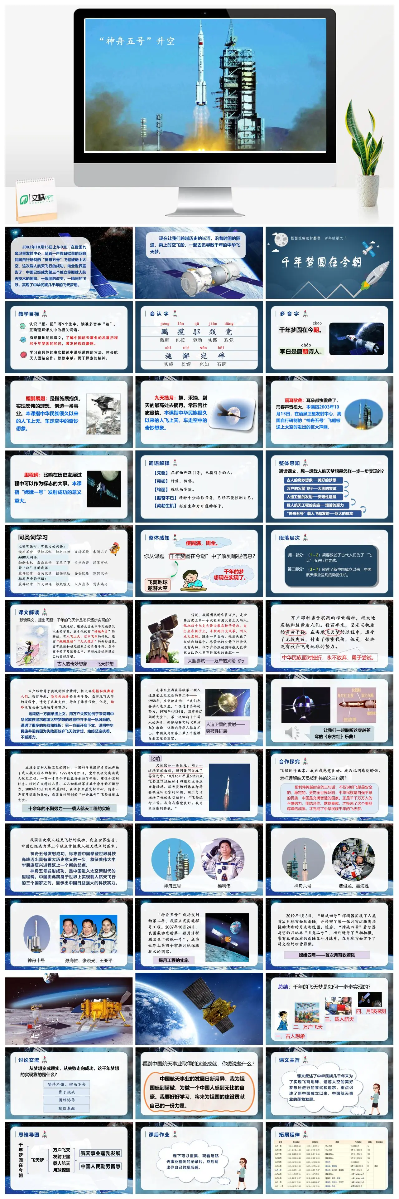 四年级语文千年梦圆在今朝神舟五号载人航天PPT