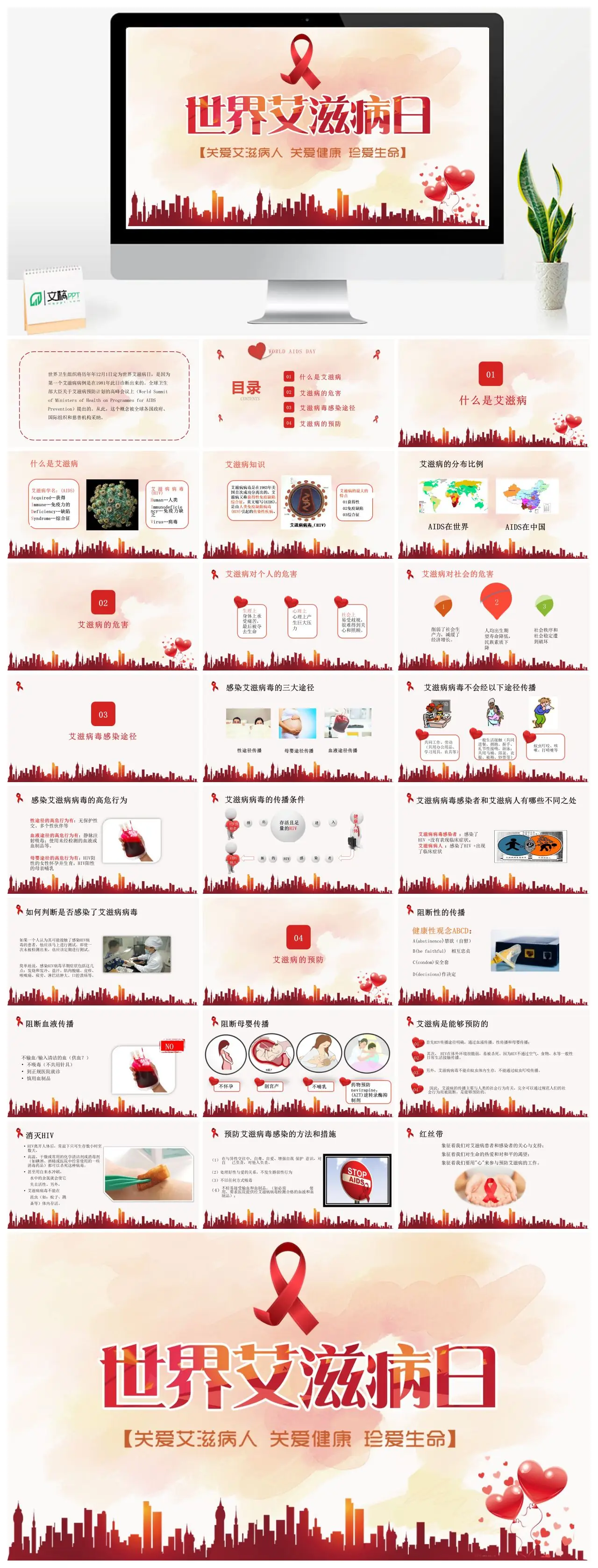 世界艾滋病日介绍与预防知识PPT