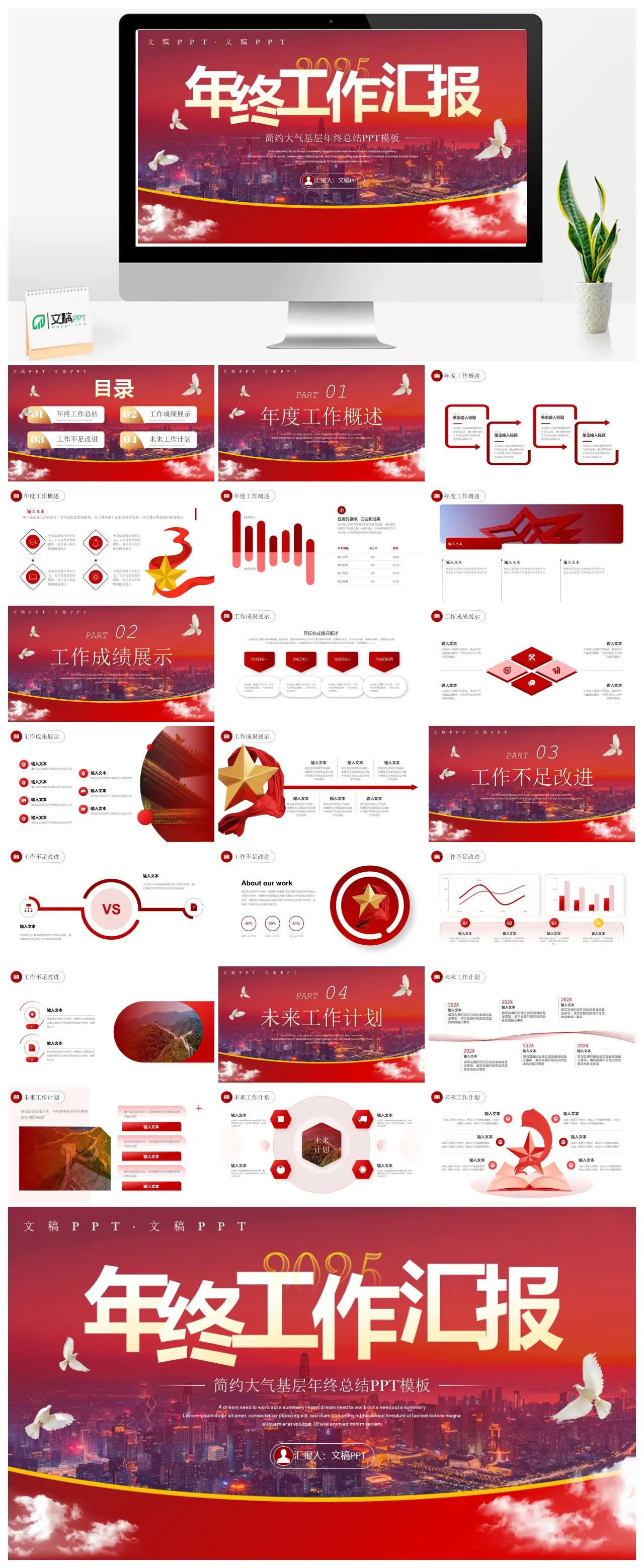 马年年度工作概述总结报告PPT