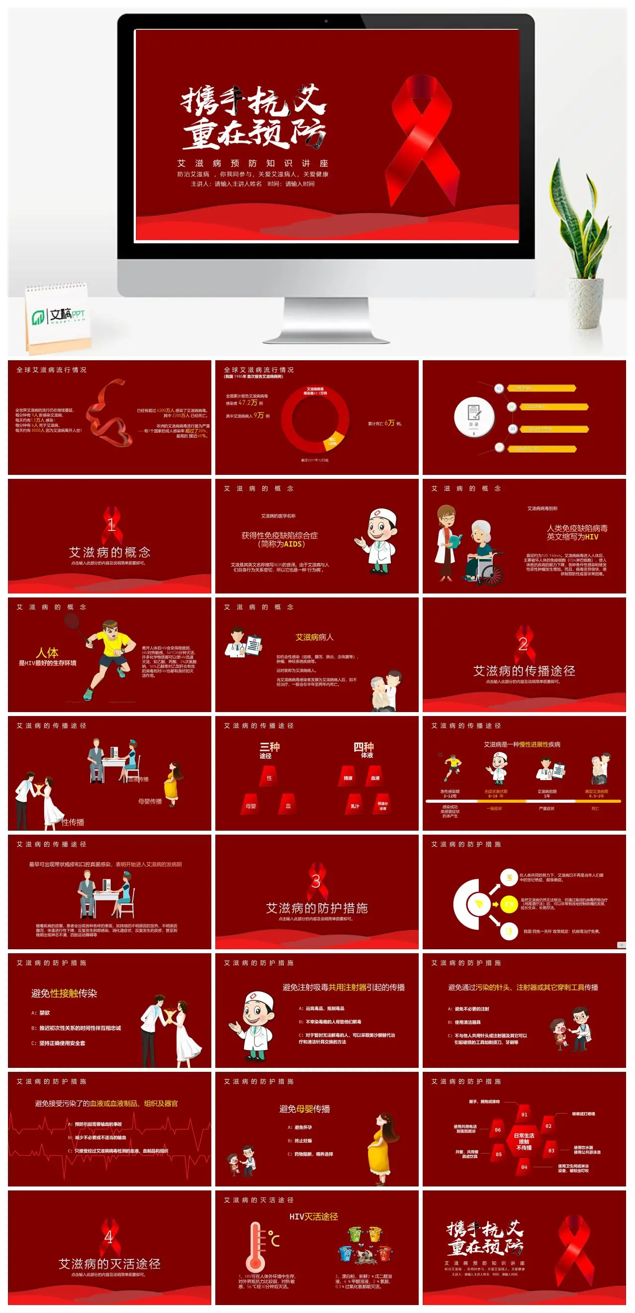 艾滋病预防知识讲座全球流行现状PPT