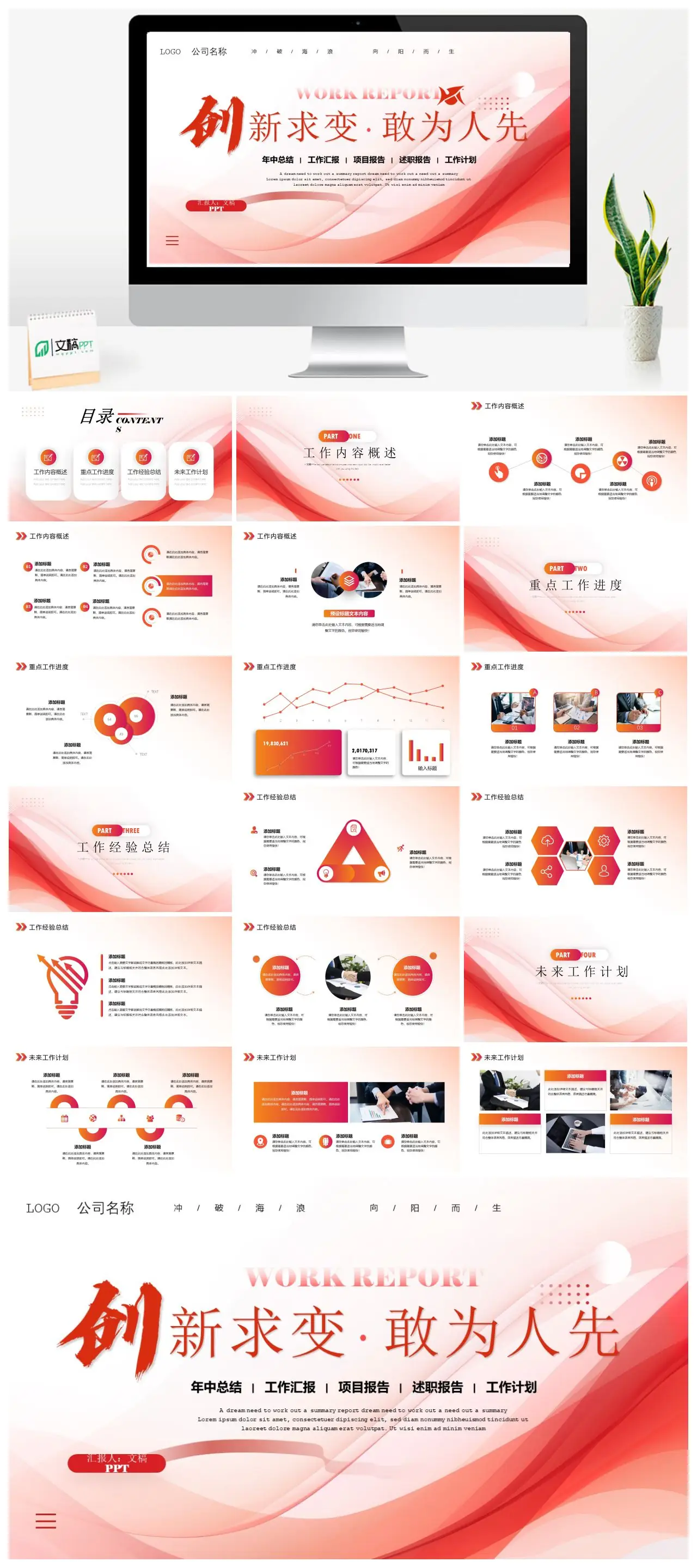 马年公司年中工作总结汇报PPT