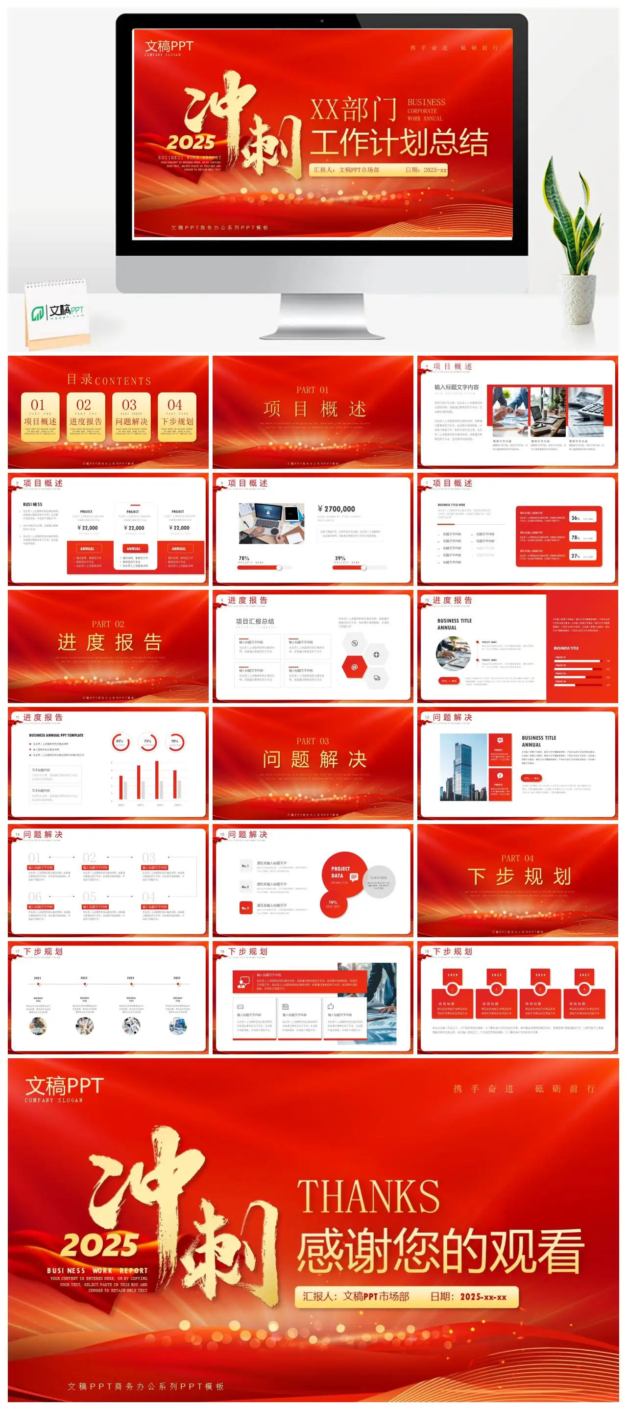 2025年XX部门工作计划总结汇报PPT