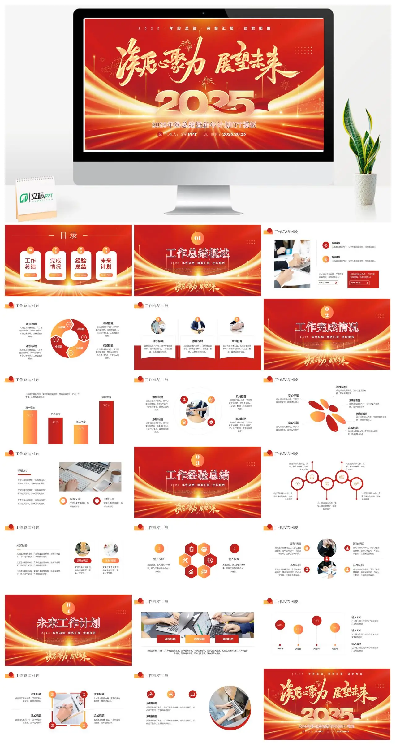 马年2025年终总结商务汇报述职报告PPT