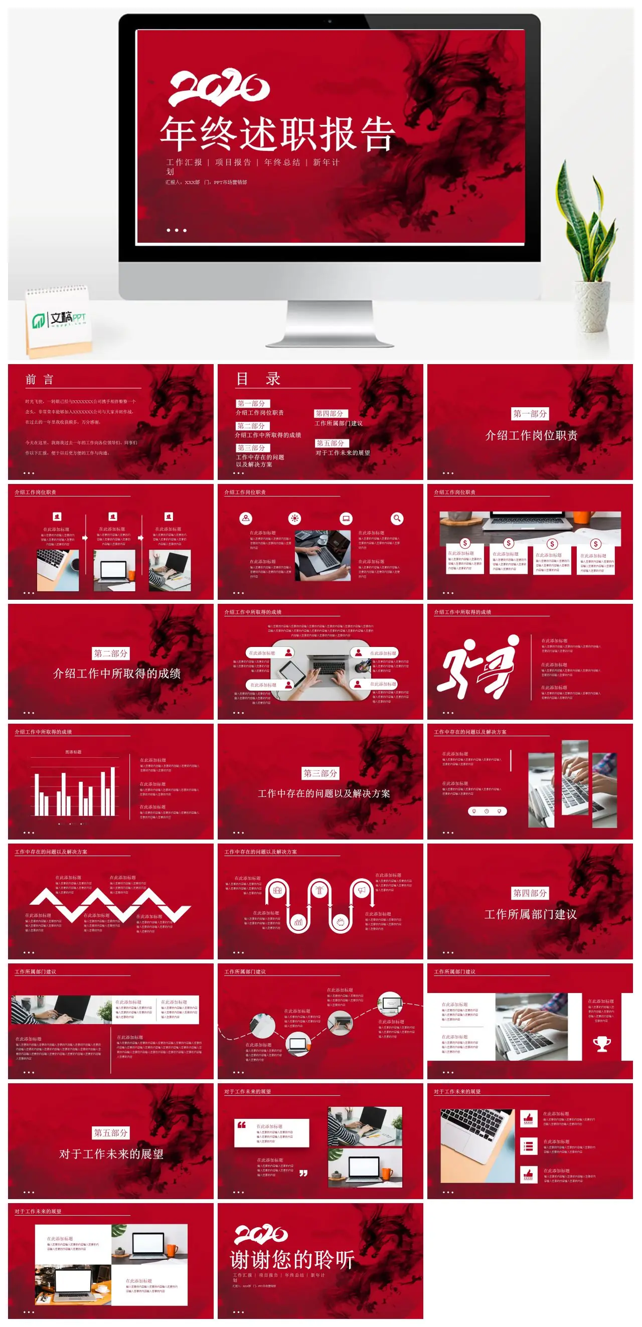 年终述职报告PPT市场营销部工作汇报PPT