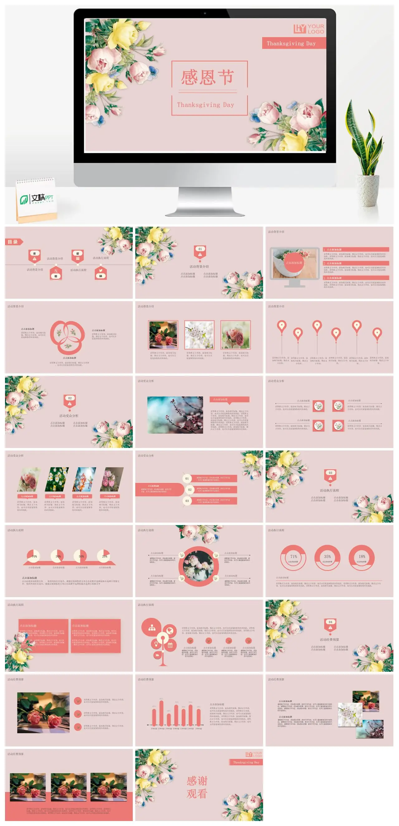 感恩节活动背景与执行流程PPT