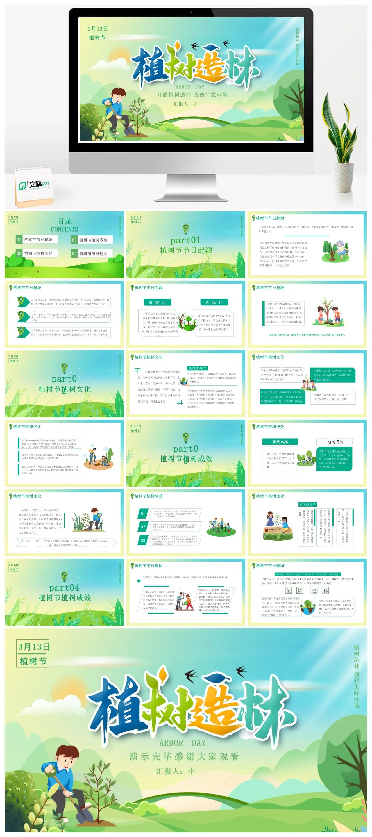 植树节节日起源与文化成效PPT