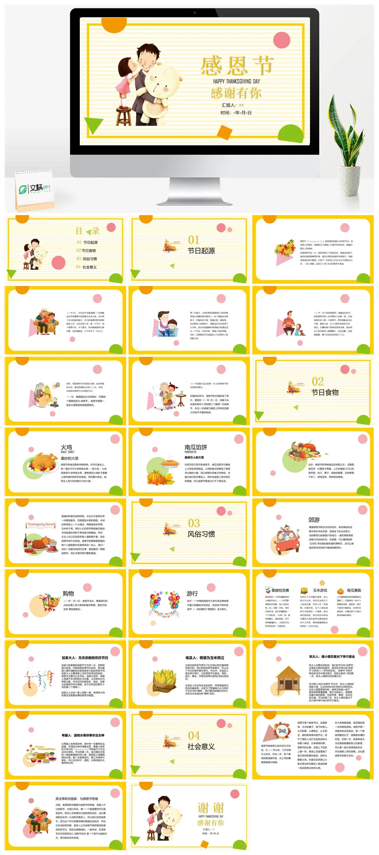 感恩节节日起源风俗习惯节日食物社会意义PPT