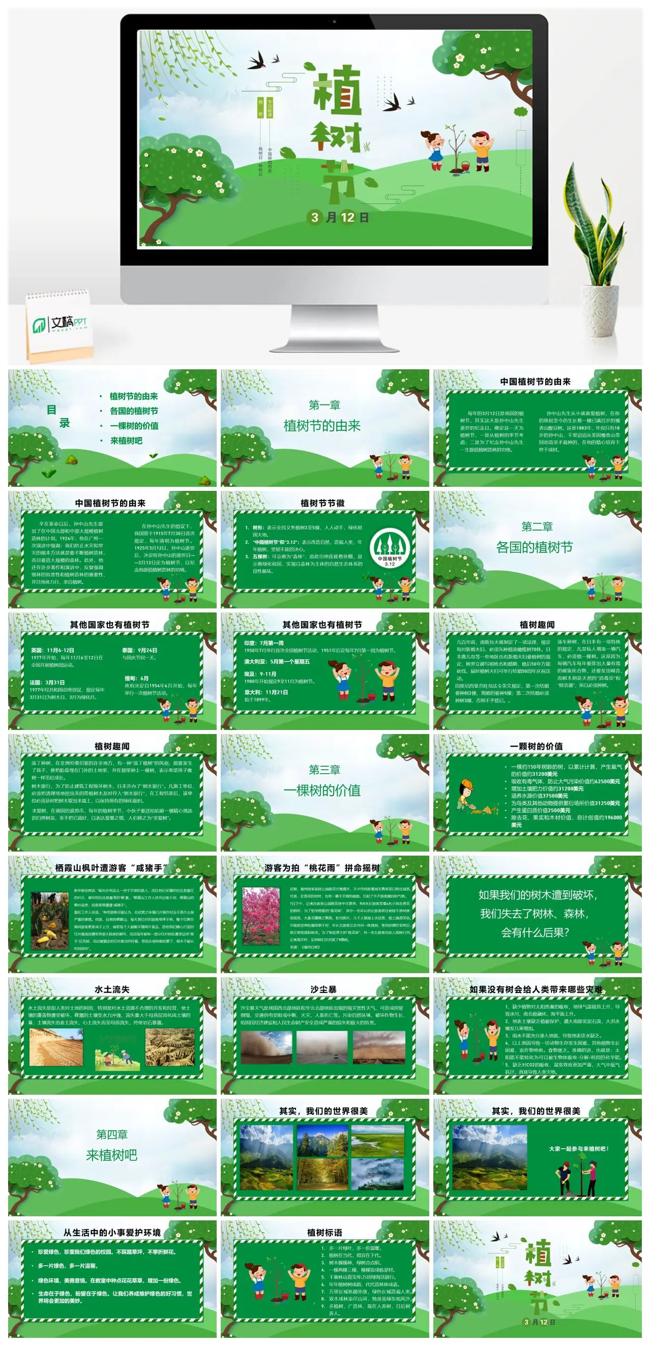 植树节由来与价值介绍PPT
