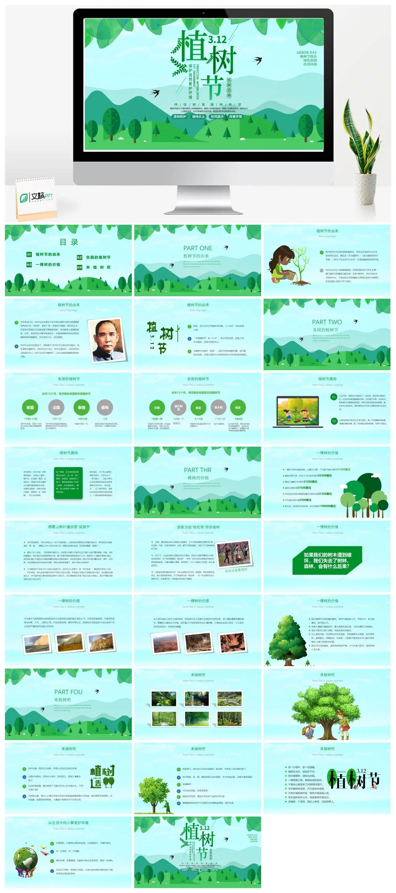 植树节的由来与意义介绍PPT
