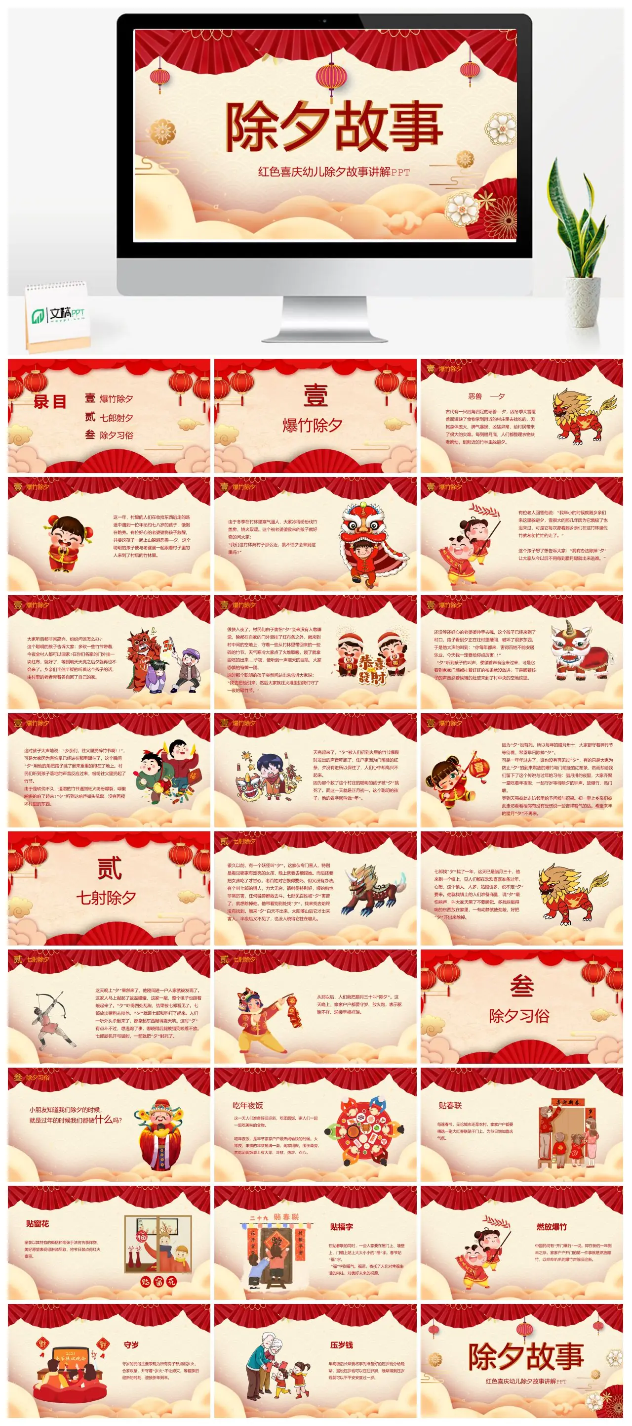春节幼儿除夕故事与习俗讲解PPT
