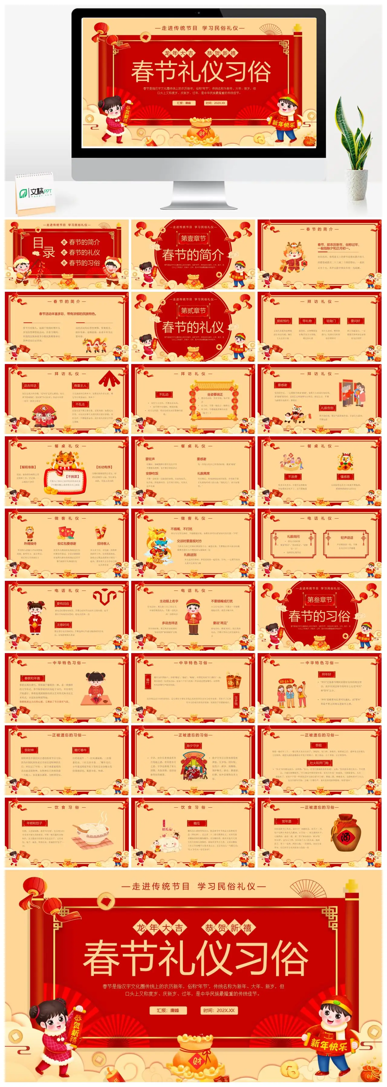 春节礼仪习俗介绍PPT