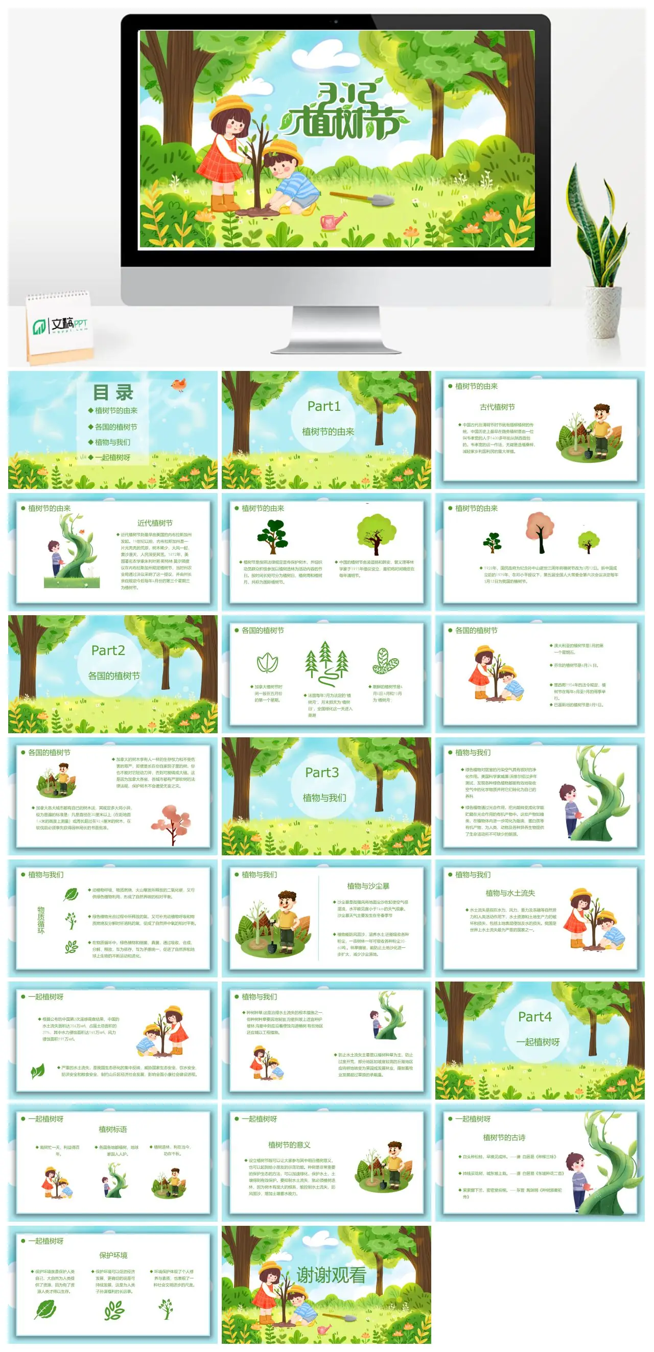 植树节的由来与各国植树节介绍PPT