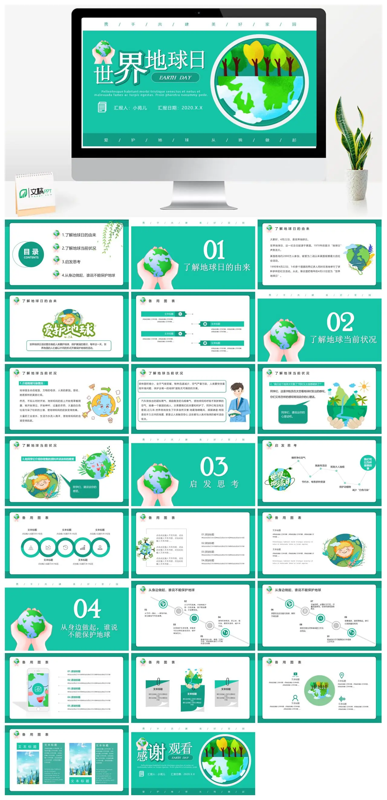 地球日由来与环境保护行动PPT