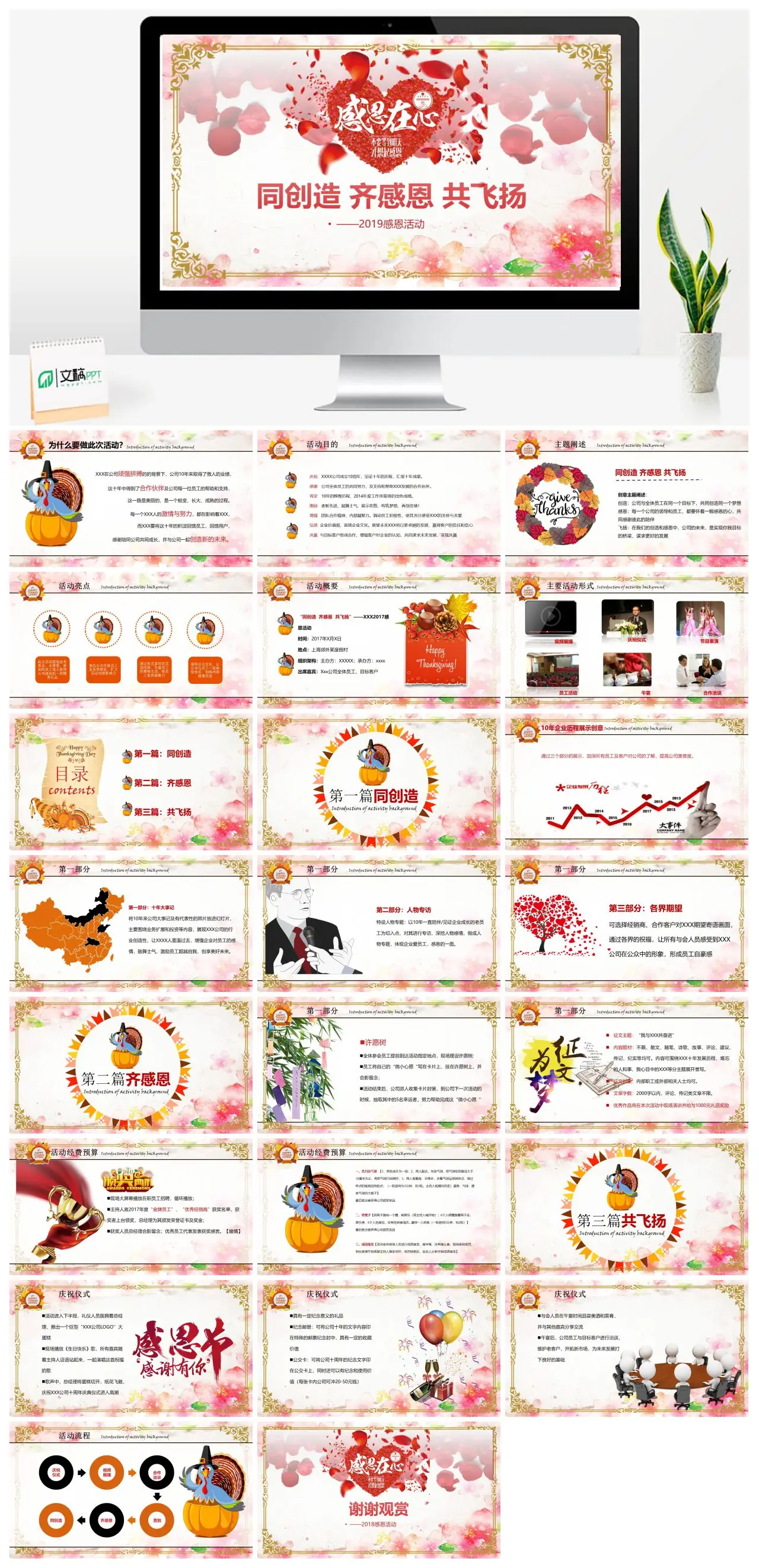 公司十周年感恩活动庆典回顾与展望PPT