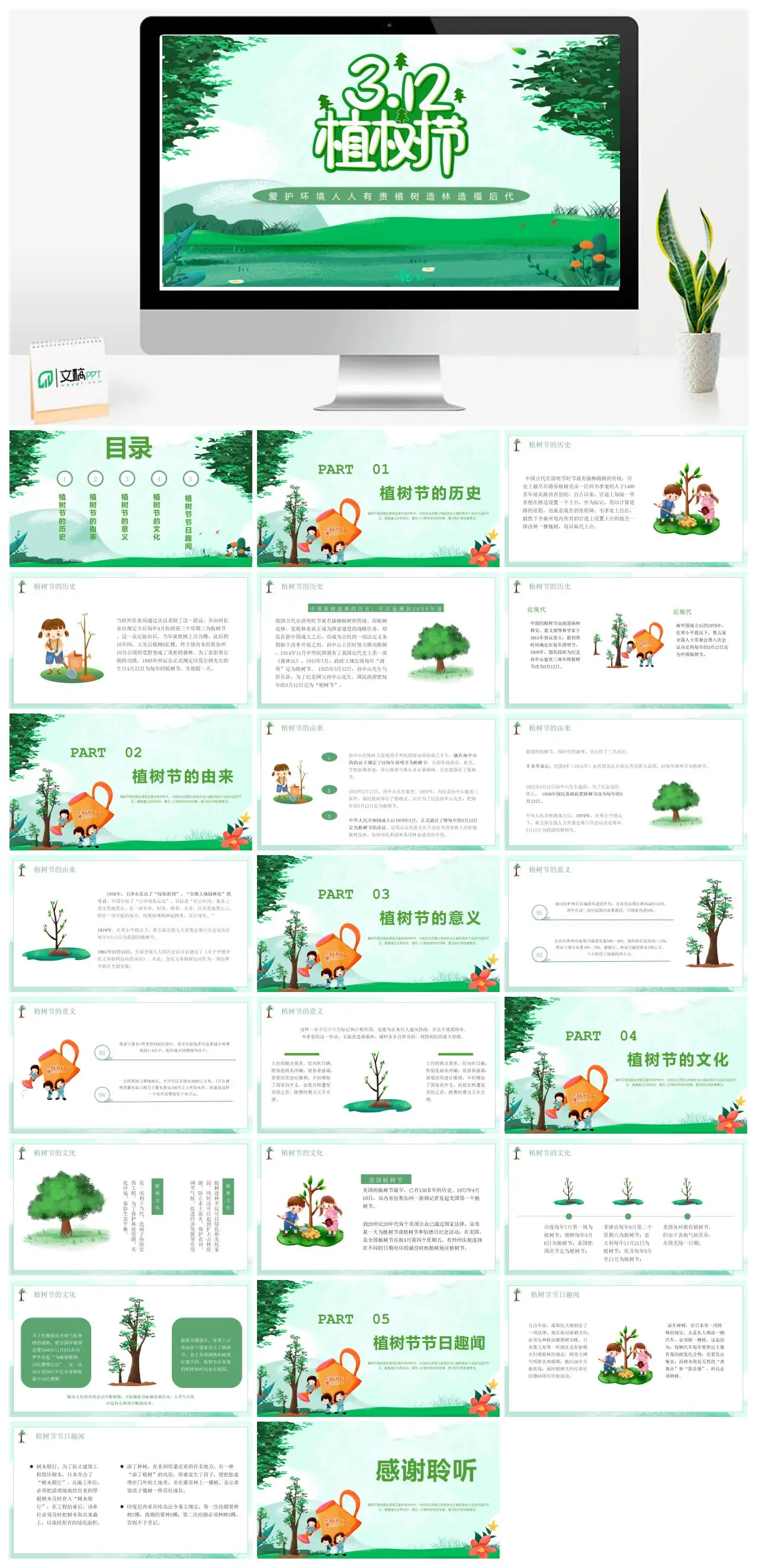 植树造林爱护环境人人有责造福后代PPT