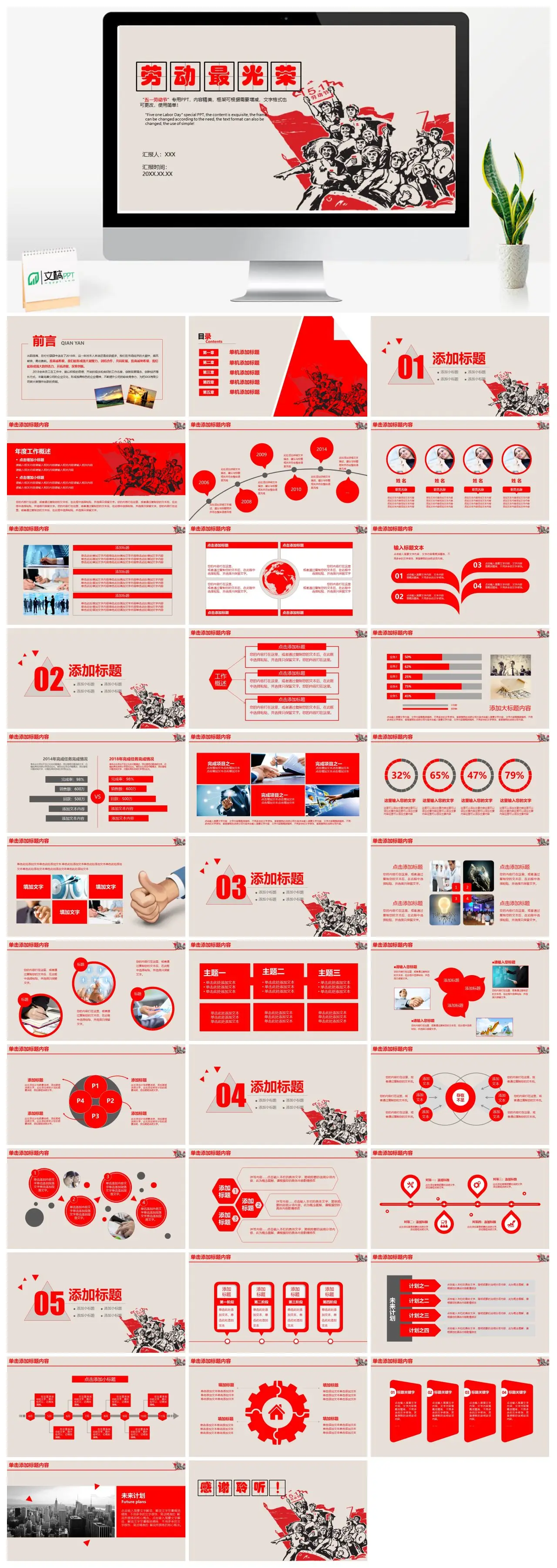 五一劳动节公司年度工作总结汇报PPT
