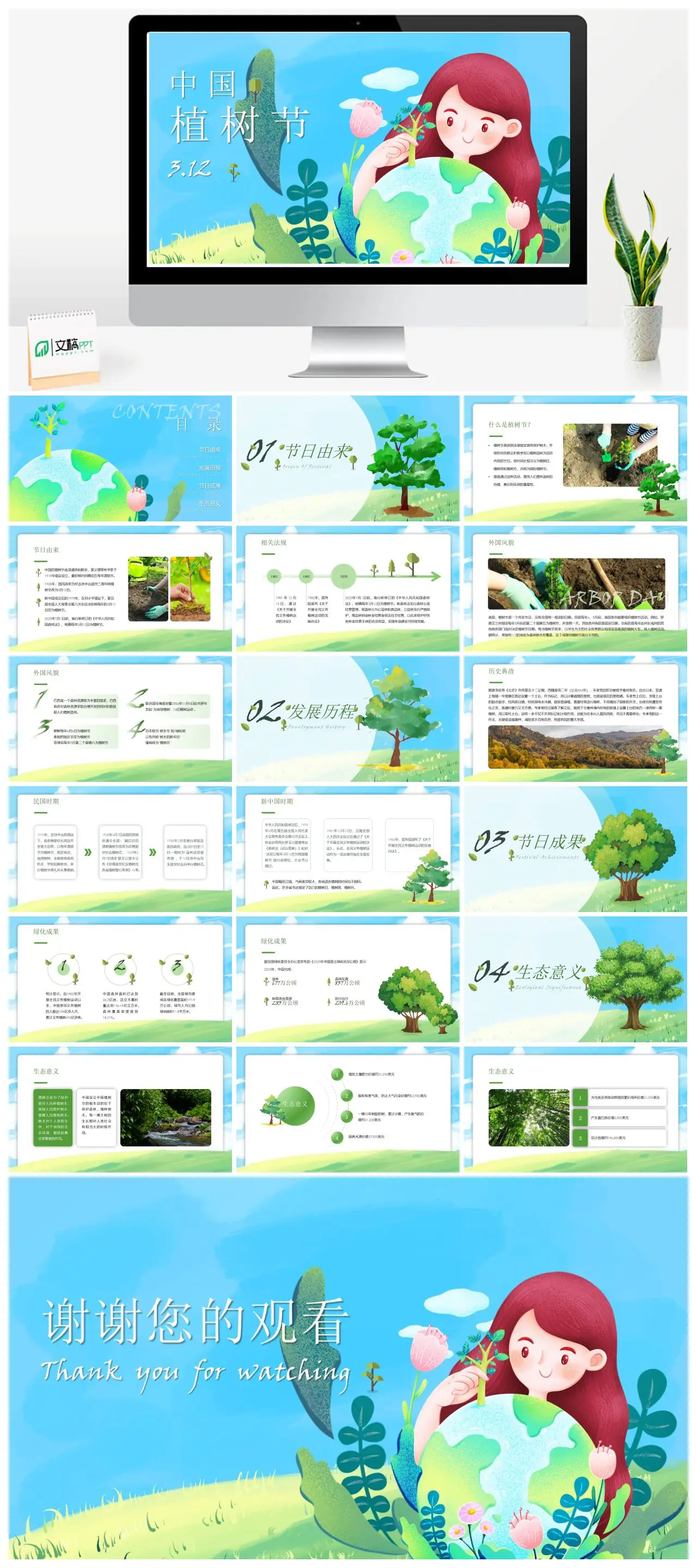 植树节节日由来介绍PPT