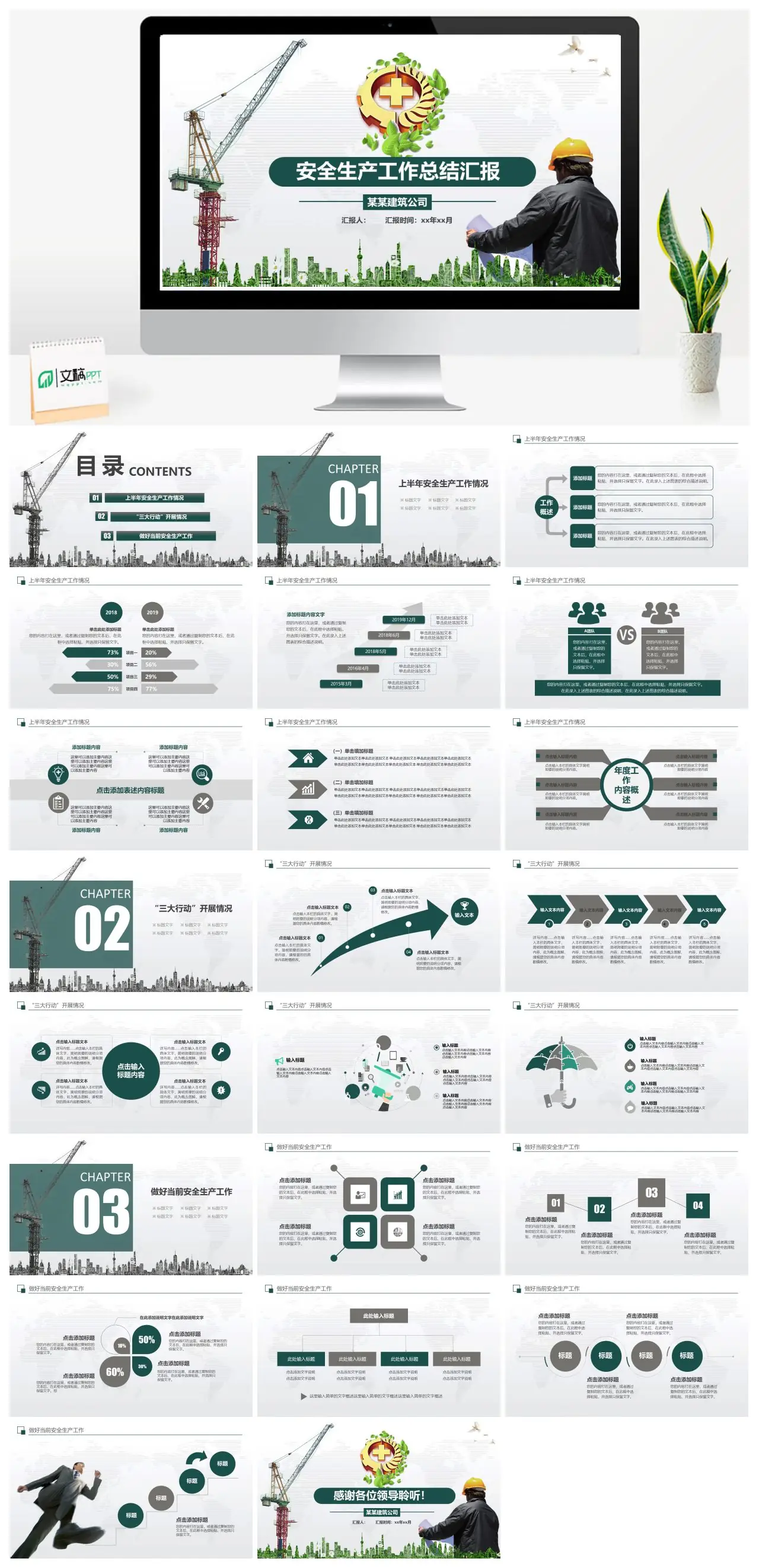某某建筑公司安全生产工作总结汇报PPT