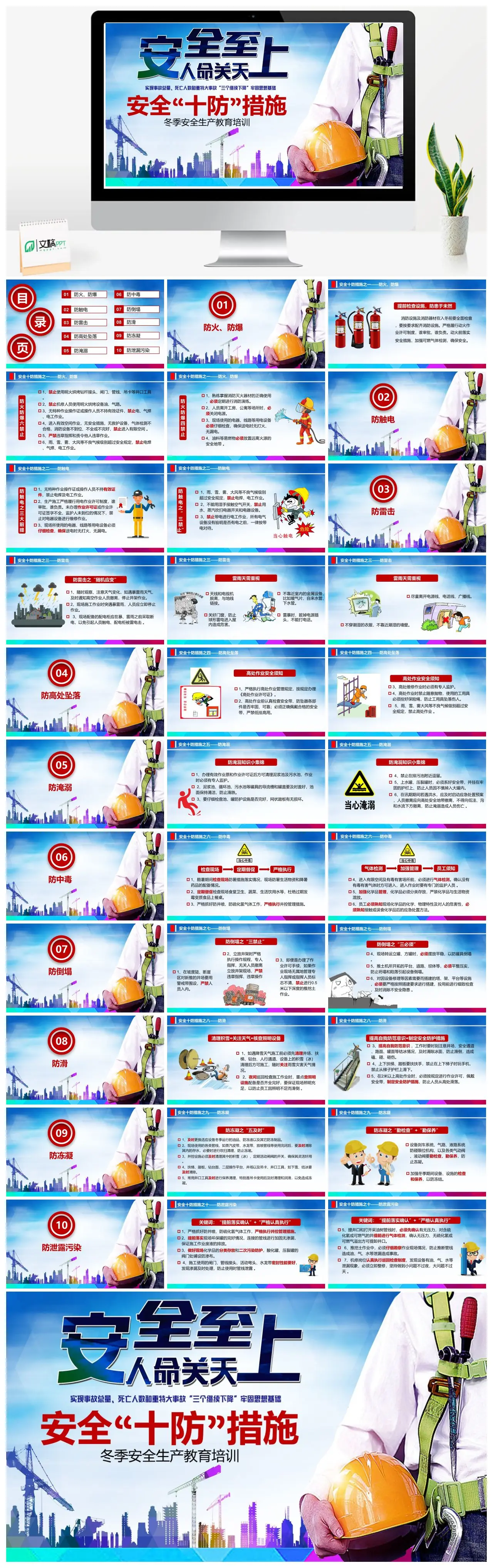 冬季安全生产教育培训安全十防措施PPT